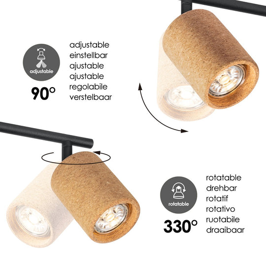 Home Sweet Home LED Opbouwspot Cork 3 - incl. dimbare LED lamp - zwart