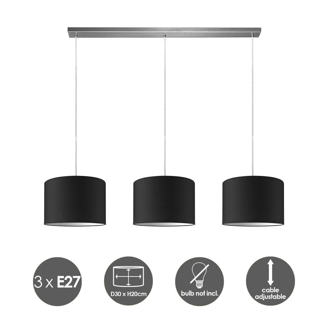 Home Sweet Home hanglamp Beam 3L, E27, zwart Lampenkap, 30cm