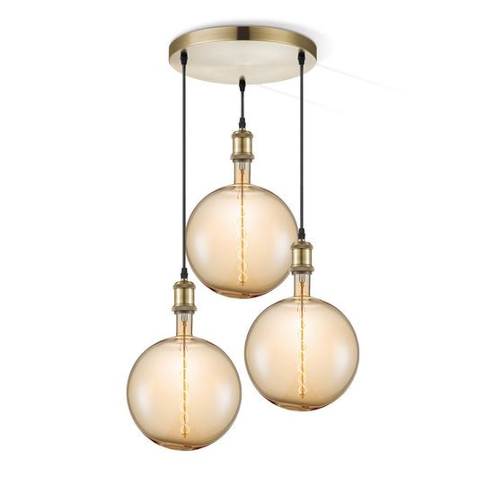 Home Sweet Home hanglamp vintage rond Globe - 3 LED -dimbaar E27 amber