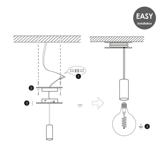 Home Sweet Home Verlichtingspendel Pulley - Wit - 12x12x154 cm