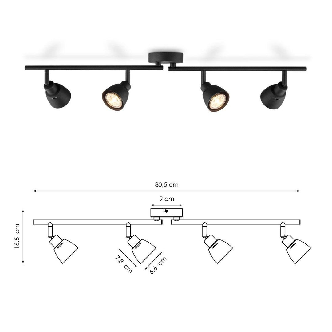 Home Sweet Home LED Opbouwspot Aka 4 - incl. dimbare LED lamp - zwart