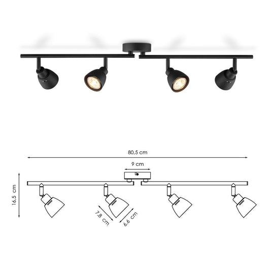 Home Sweet Home LED Opbouwspot Aka 4 - incl. dimbare LED lamp - zwart