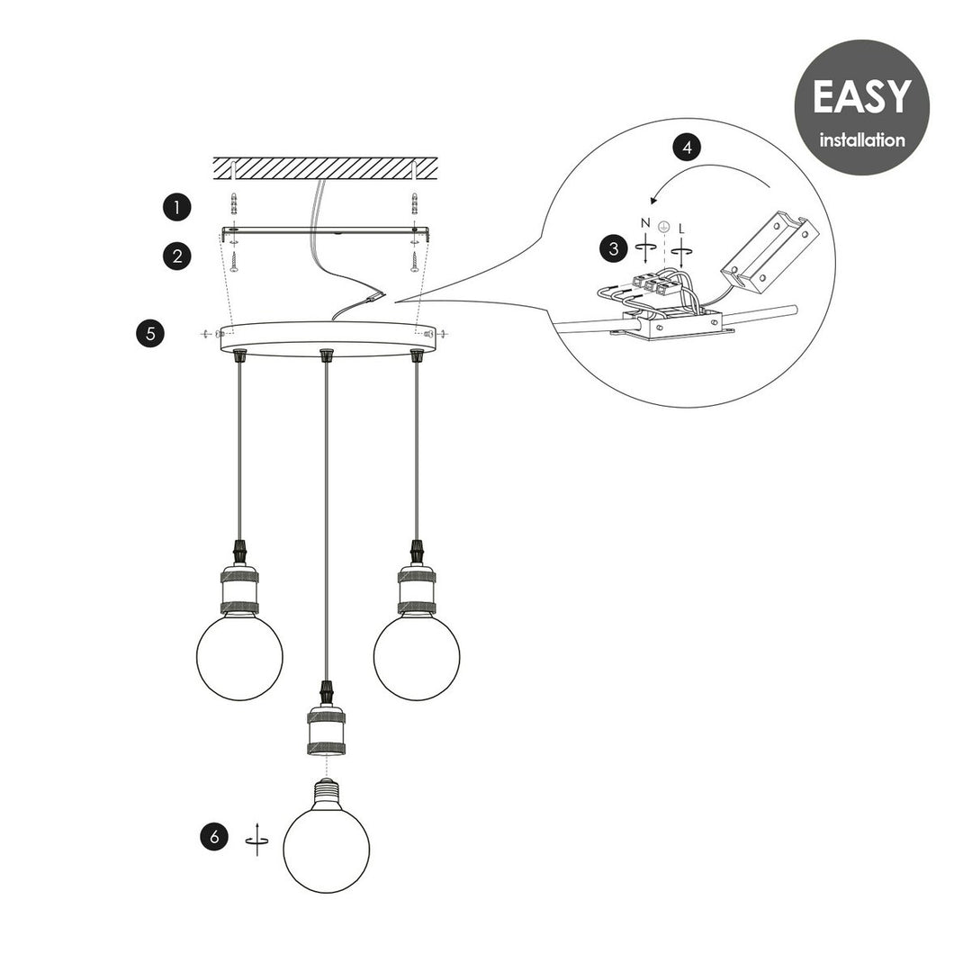 Home Sweet Home hanglamp chroom rond Tube 3L G78 dimbaar E27 rook