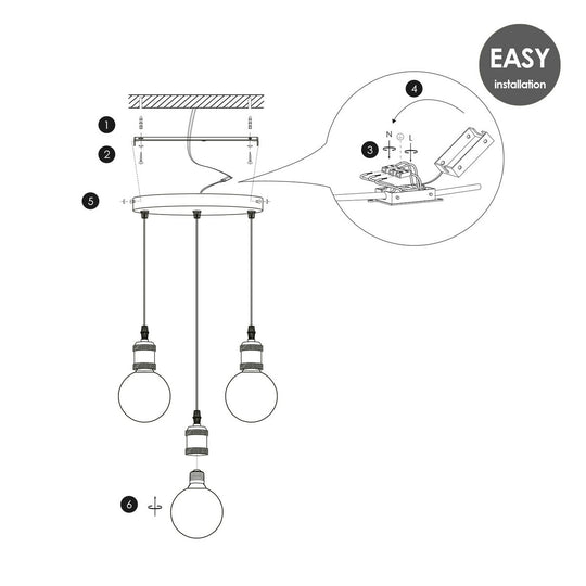 Home Sweet Home hanglamp chroom rond Tube 3L G78 dimbaar E27 rook