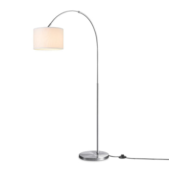 Home Sweet Home Moderne Boog Vloerlamp - Duke - Geborsteld Staal - Wit