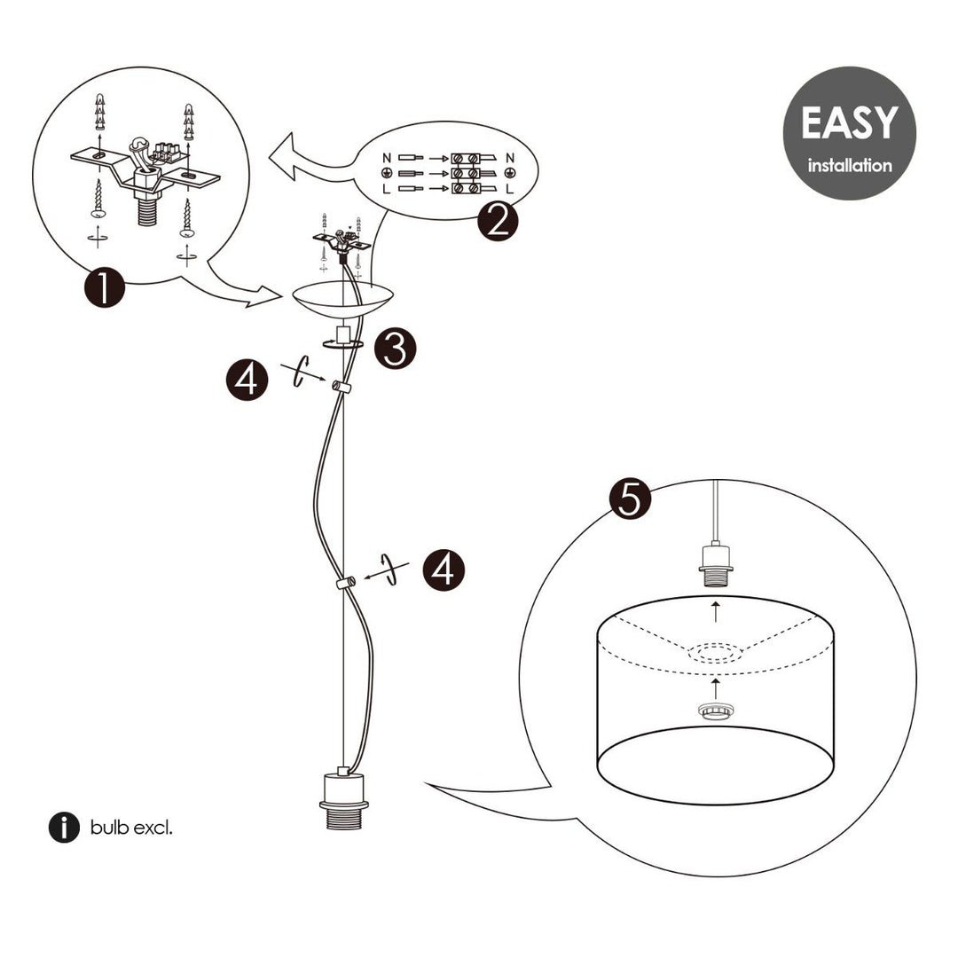 Home Sweet Home hanglamp Deluxe met lampenkap, E27, zwart, 35cm