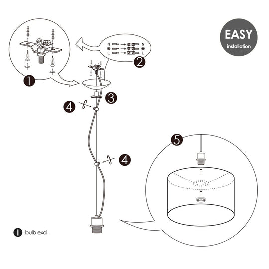 Home Sweet Home hanglamp Deluxe met lampenkap, E27, zwart, 35cm