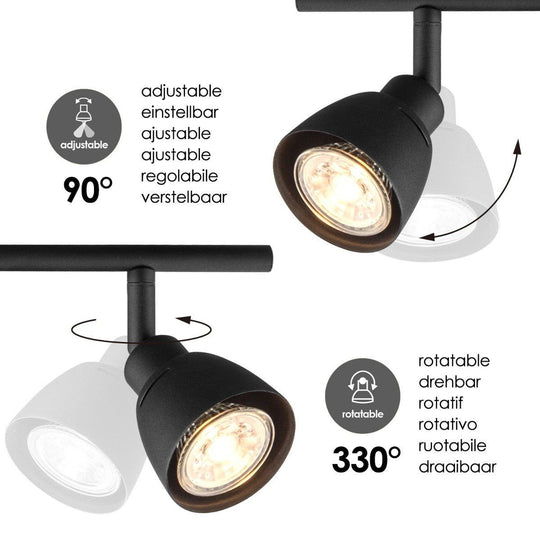 Home Sweet Home LED Opbouwspot Aka 4 - incl. dimbare LED lamp - zwart