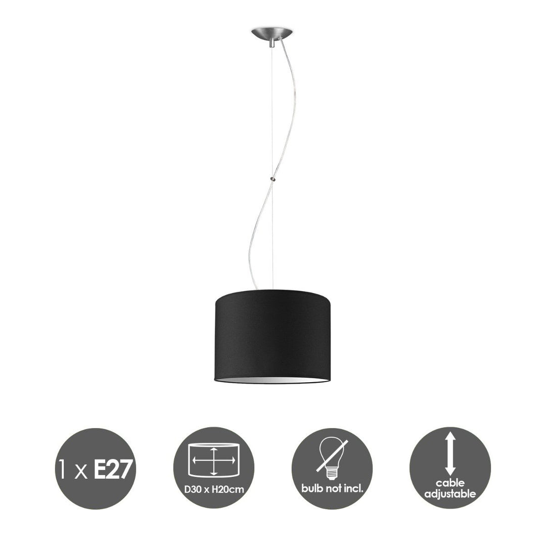 Home Sweet Home hanglamp Deluxe met lampenkap, E27, zwart, 30cm