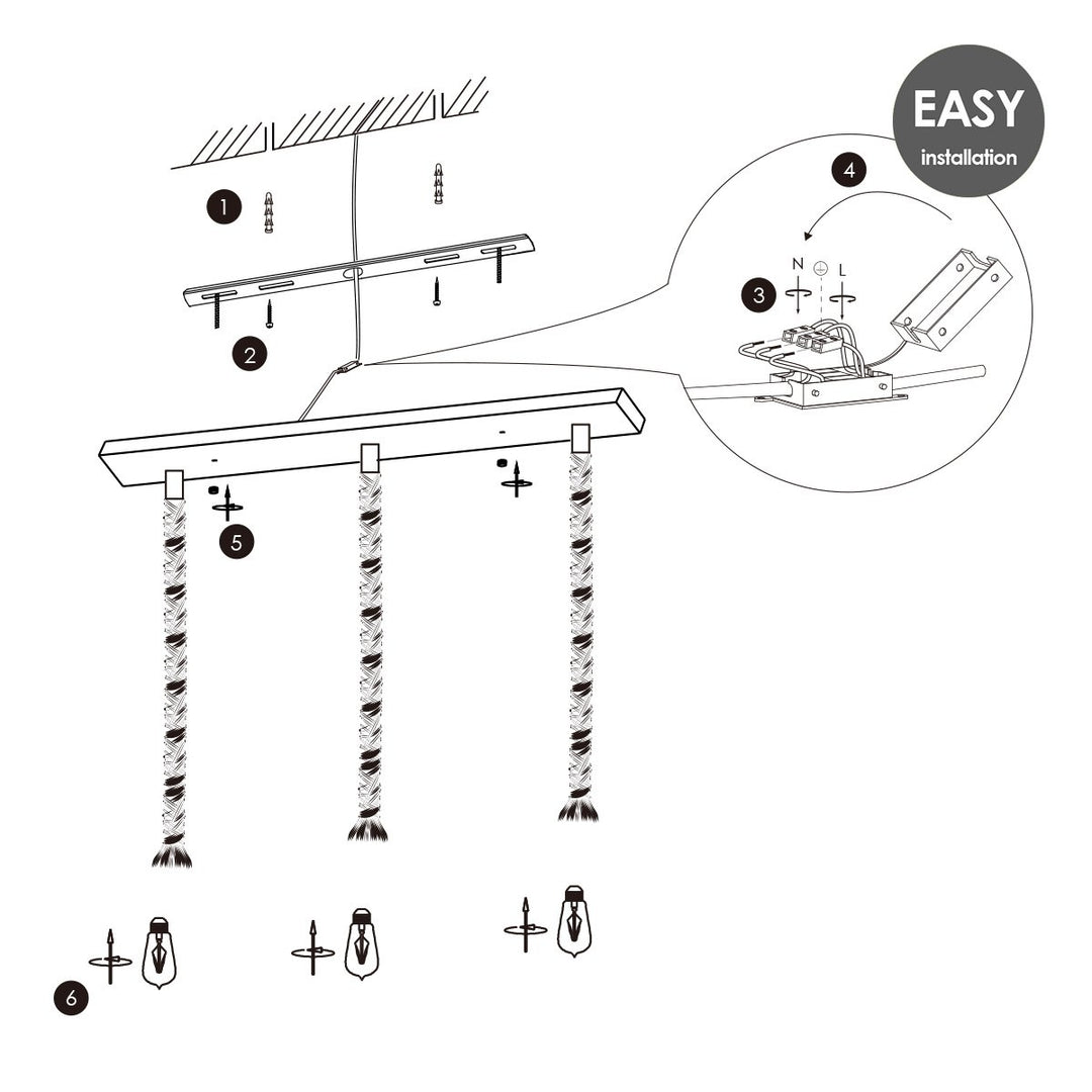 Home Sweet Home hanglamp Leonardo Tube - 3L G78 - dimbaar E27 rook