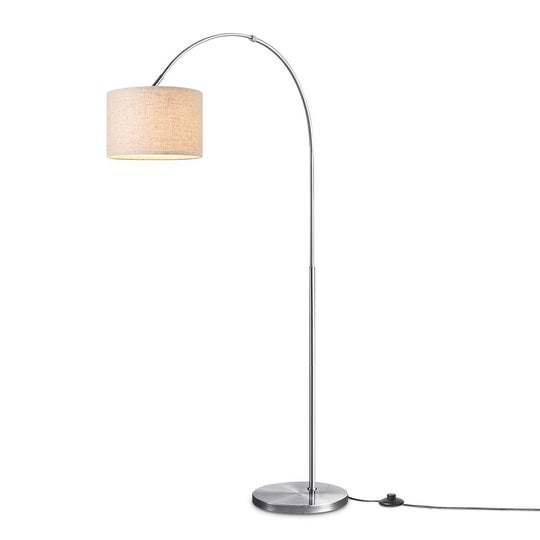 Home Sweet Home Moderne Boog Vloerlamp - Duke Geborsteld Staal Linnen