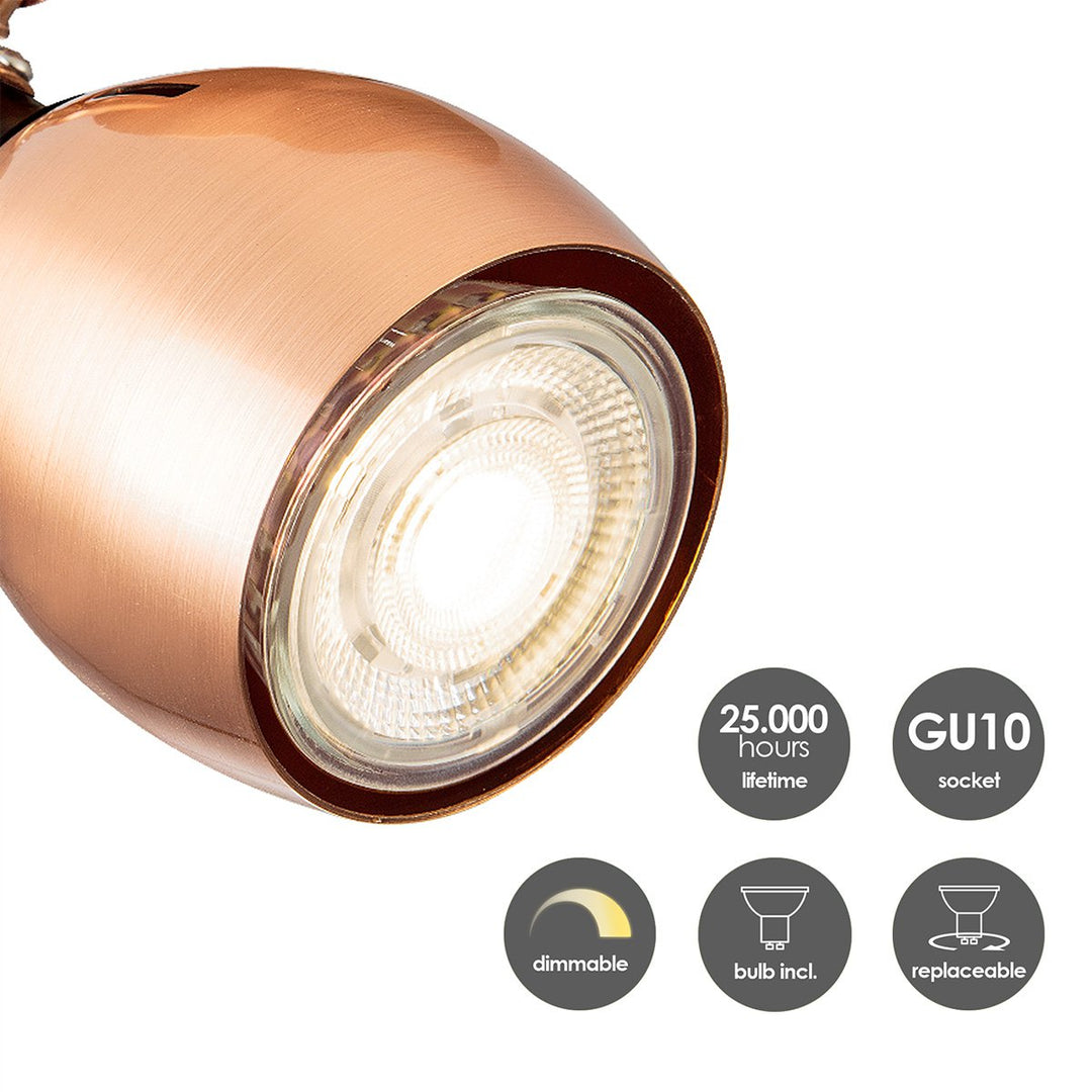 Home Sweet Home LED Opbouwspot Novi 4 - incl. dimbare LED lamp - Koper