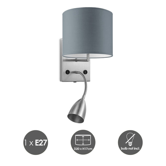 Home Sweet Home Wandlamp - Read, LED Leeslamp, E27, grijs 20cm