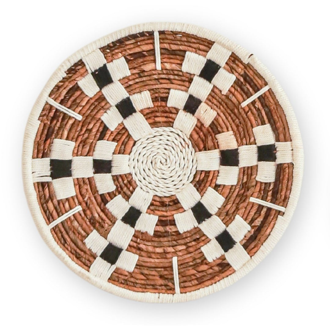 Wanddecoratie Ronde Boho Muurmand of Platte Kom TAMAN gemaakt van Bananenvezel (2 maten)