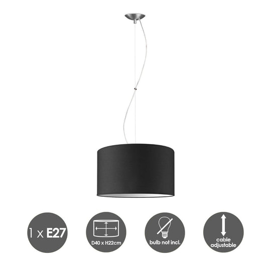 Home Sweet Home hanglamp Deluxe met lampenkap, E27, zwart, 40cm