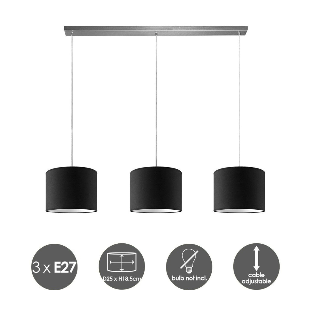 Home Sweet Home hanglamp Beam 3L, E27, zwart Lampenkap, 25cm