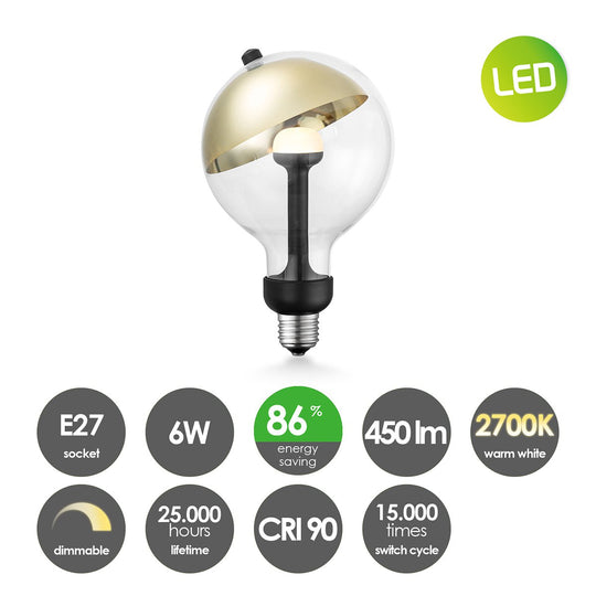 Home Sweet Home dimbare LED lamp Sphere goud G120 E27 5W 400Lm