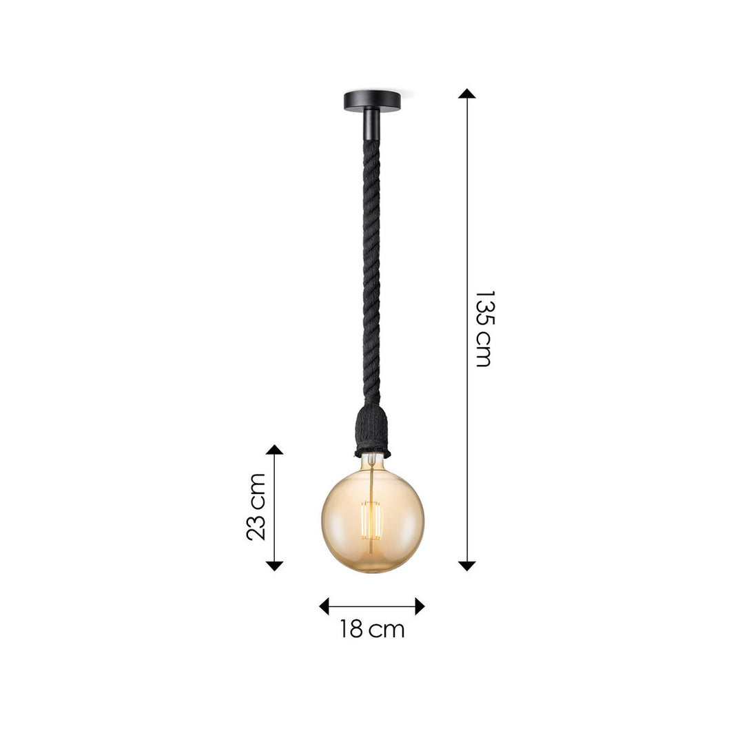 Home Sweet Home hanglamp zwart Leonardo Globe G180 dimbaar E27 amber