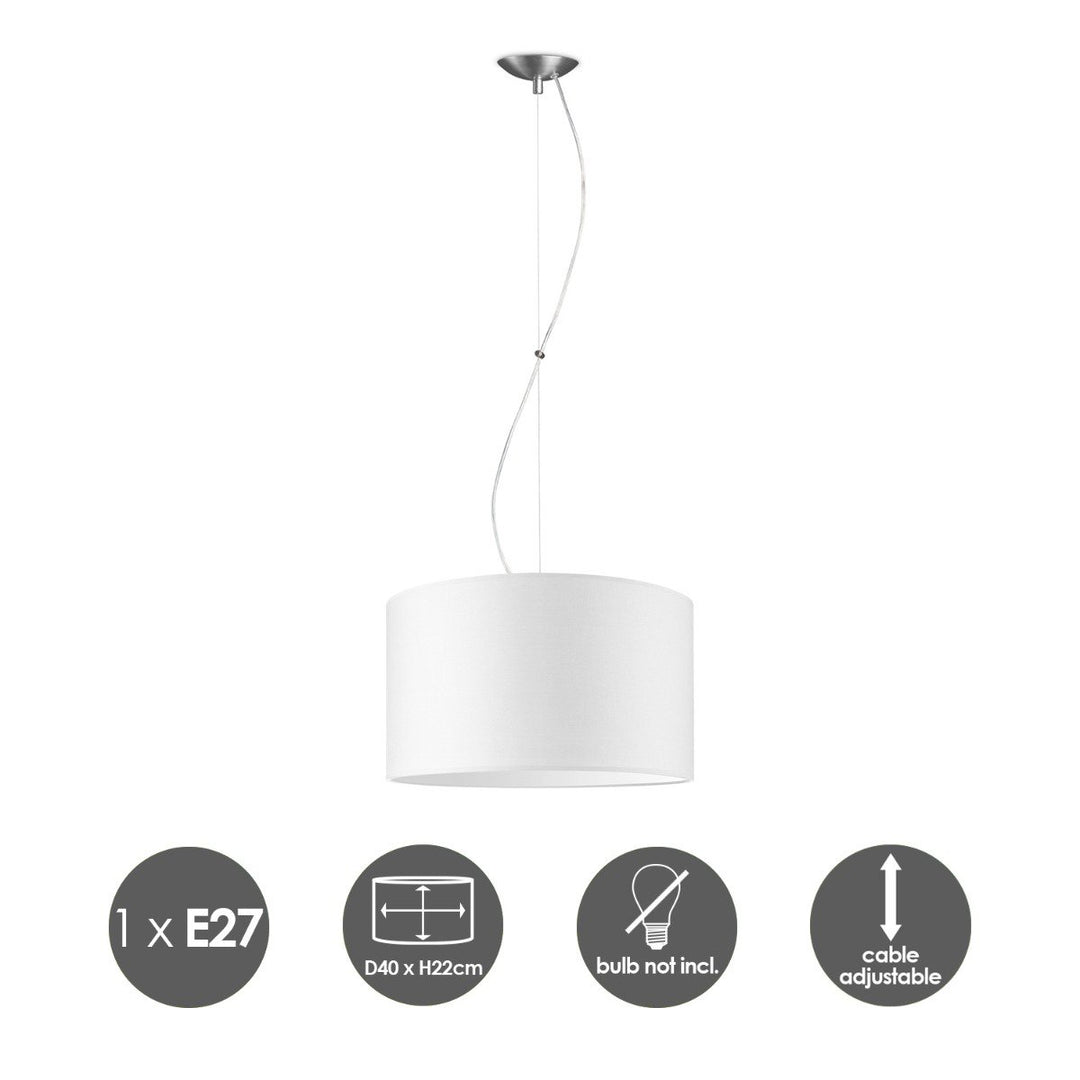 Home Sweet Home hanglamp Deluxe met lampenkap, E27, wit, 40cm