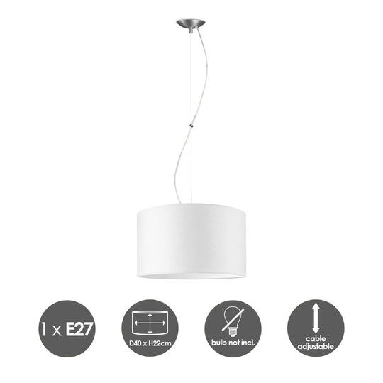 Home Sweet Home hanglamp Deluxe met lampenkap, E27, wit, 40cm