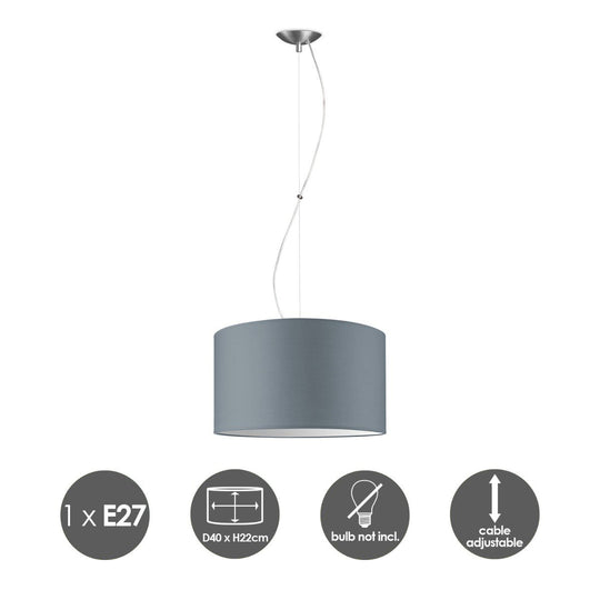 Home Sweet Home hanglamp Deluxe met lampenkap, E27, grijs, 40cm