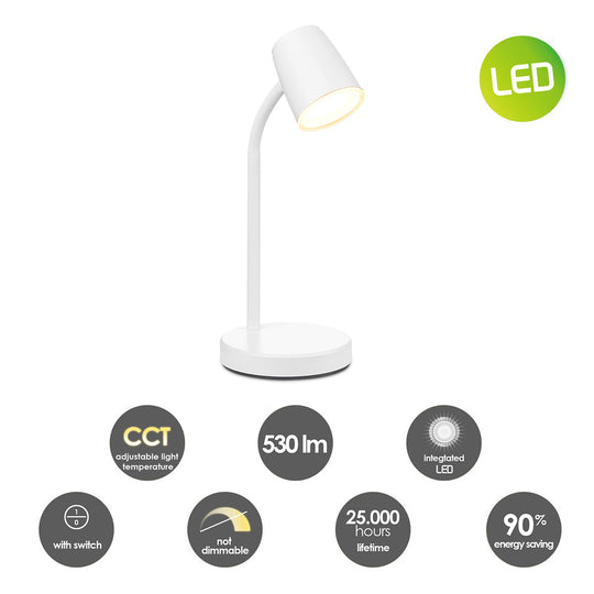 Home Sweet Home - Elbo Led Bureaulamp 4W Wit - Verstelbare