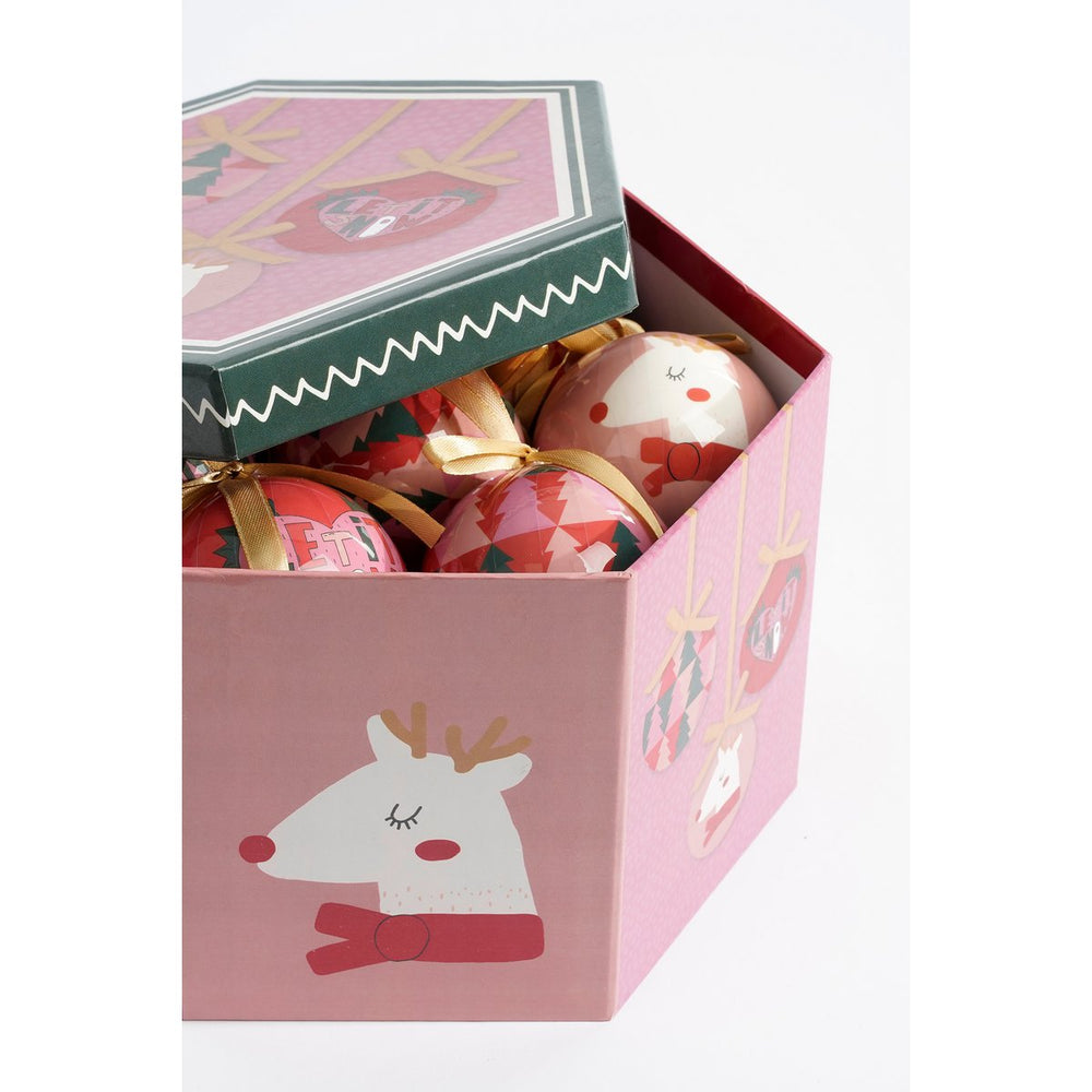 Kerstballen Cadeauset - 14 Stuks - Ø8 cm - Onbreekbaar - Roze, Donkergroen