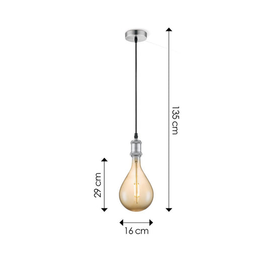 Home Sweet Home hanglamp chroom vintage Pear G160 dimbaar E27 amber