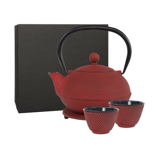 Teaclassix Gietijzeren Theeset Ganzou 0,90 ltr, Giftbox, Japans Rood