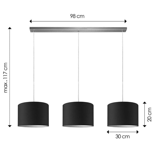 Home Sweet Home hanglamp Beam 3L, E27, zwart Lampenkap, 30cm