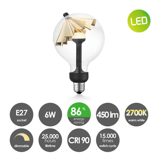 Home Sweet Home dimbare LED lamp Umbrella goud G120 E27 5W 400Lm