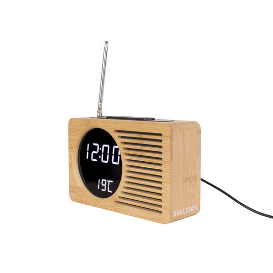 Wekker Retro Radio Bamboe