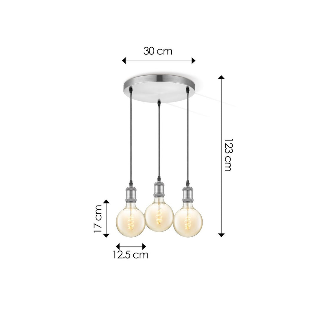 Home Sweet Home hanglamp chroom rond Spiraal 3L G260 dimbaar E27 amber