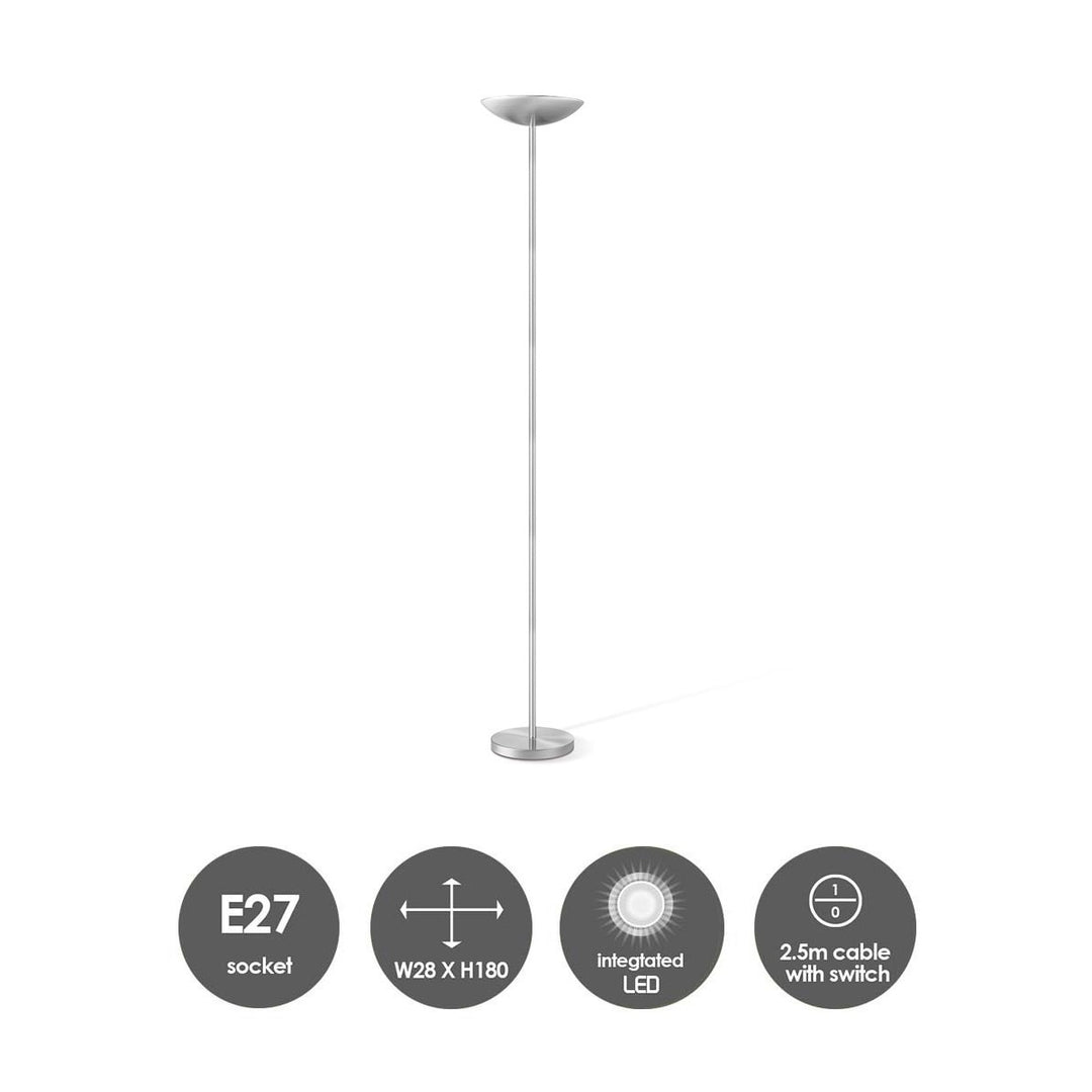 Home Sweet Home Easy 180 LED Vloerlamp - Modern Geborsteld staal