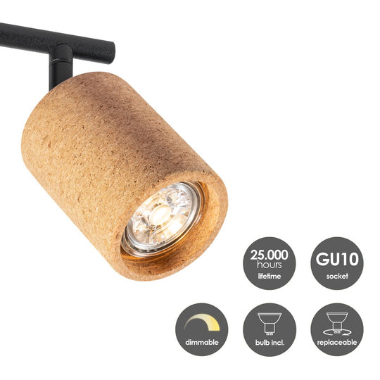 Home Sweet Home LED Opbouwspot Cork 3 - incl. dimbare LED lamp - zwart