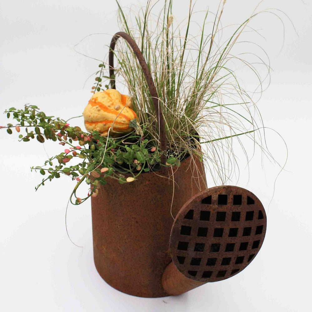 Decoratieve gieter in patina | 3D roestdecoratie voor beplanting