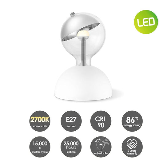 Home Sweet Home Hanglamp Move Me - Bumb Sphere 5.5W 2700K wit-zilver