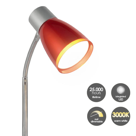 Home Sweet Home - Lumy Led Bureaulamp 3W Rood - Verstelbare