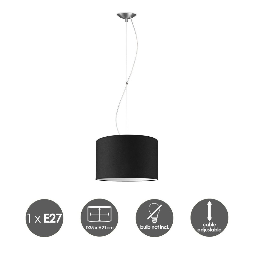 Home Sweet Home hanglamp Deluxe met lampenkap, E27, zwart, 35cm