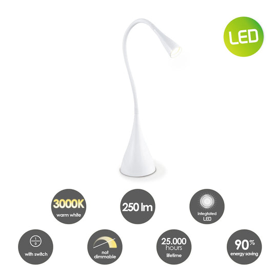 Home Sweet Home - Flex Led Bureaulamp 3W Wit - Verstelbare