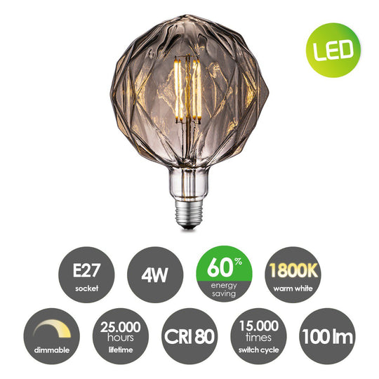 Home Sweet Home dimbare LED Globe Deco E27 G150 4W 100Lm 1800K Goud