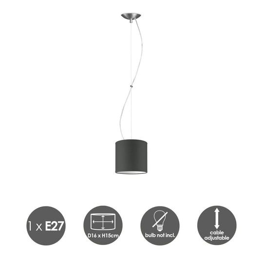 Home Sweet Home hanglamp Deluxe met lampenkap, E27, antraciet, 16cm