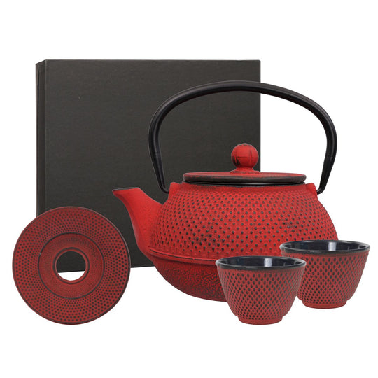 Teaclassix Gietijzeren Theeset Arare 0,80 ltr, Giftbox, Japans Rood