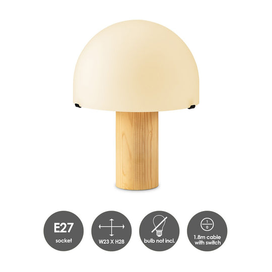 Home Sweet Home Landelijke Tafellamp Mushroom - Wit - 23/23/28cm