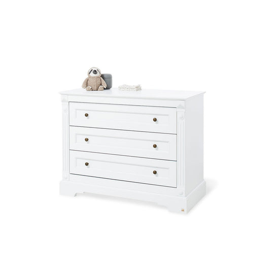 Startset 'Emilia' breed, incl. wandplank
3 delen: ledikant, brede commode, wandplank