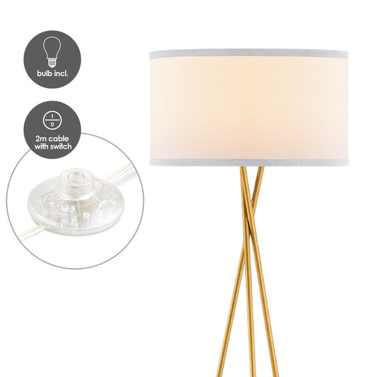 Home Sweet Home Moderne Vloerlamp - Lampenkap Wit - 53x53x138