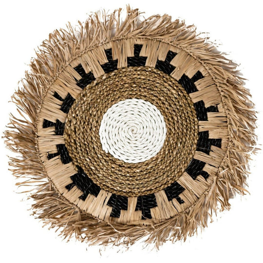 Placemat PAGU (set van 2, 4 of 6) 45 cm | Boho Placemat met Franjes gemaakt van Raffia