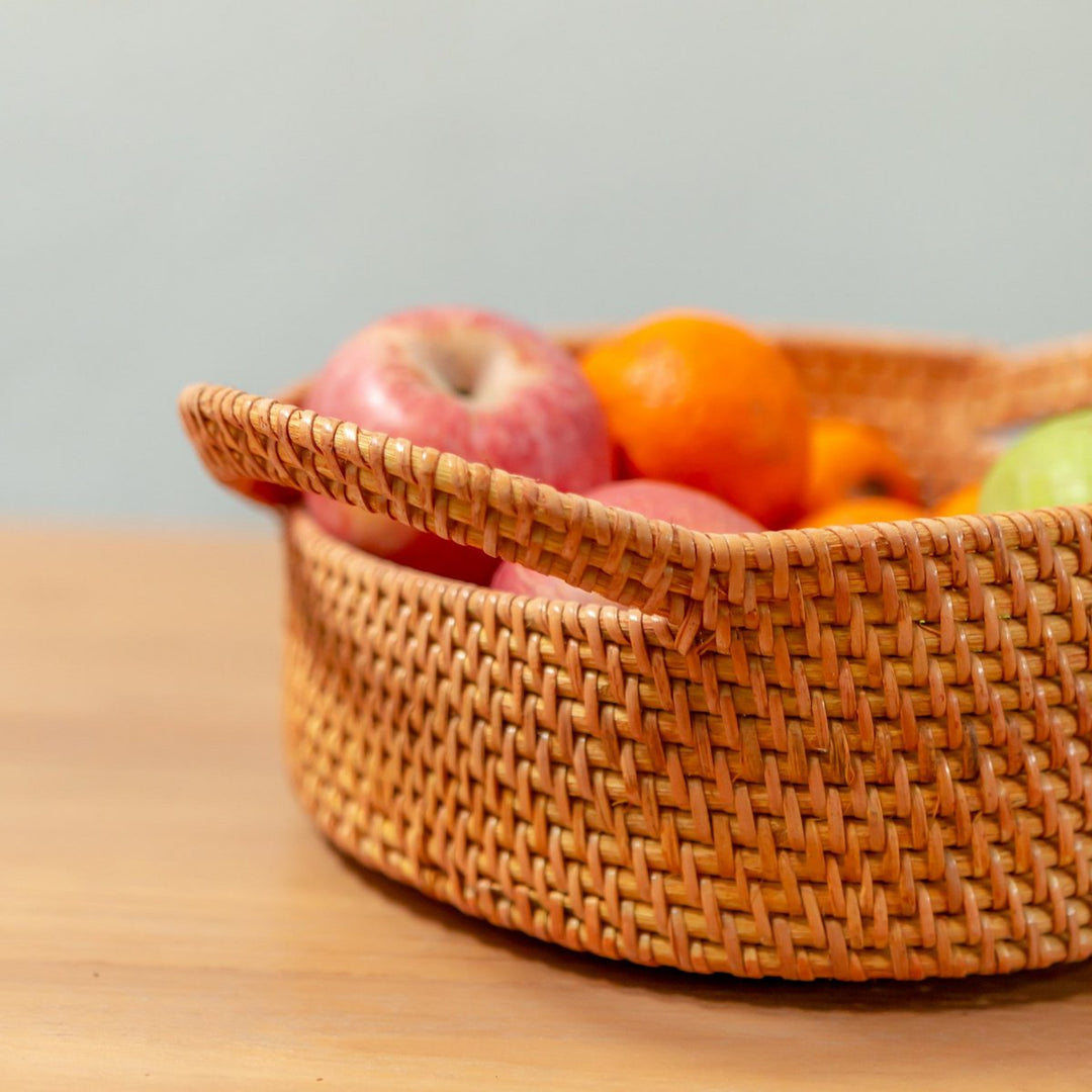 Kleine rotan opbergmand Decoratieve mand SUWARI (2 maten), geweldig als Breasmand of fruitschaal