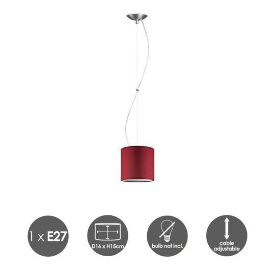 Home Sweet Home hanglamp Deluxe met lampenkap, E27, rood, 16cm