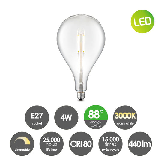 Home Sweet Home dimbare LED Carbon B E27 G160 4W 440Lm 3000K Helder